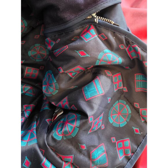 London Fog Womens Medium Burgundy Jacket With Zippered Pockets & Geometric Print - Picture 6 of 8